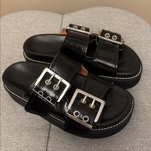 Ganni Egret Buckle Platform Sandals